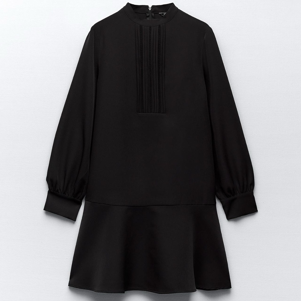 Zara lace insert pintuck dress